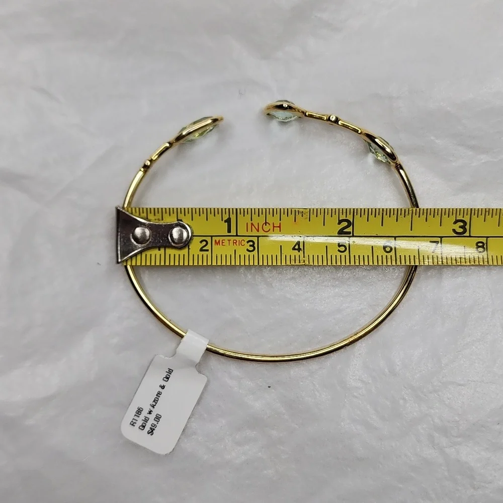 Gold Plated Bracelet with Clear Pale Green Gemstones